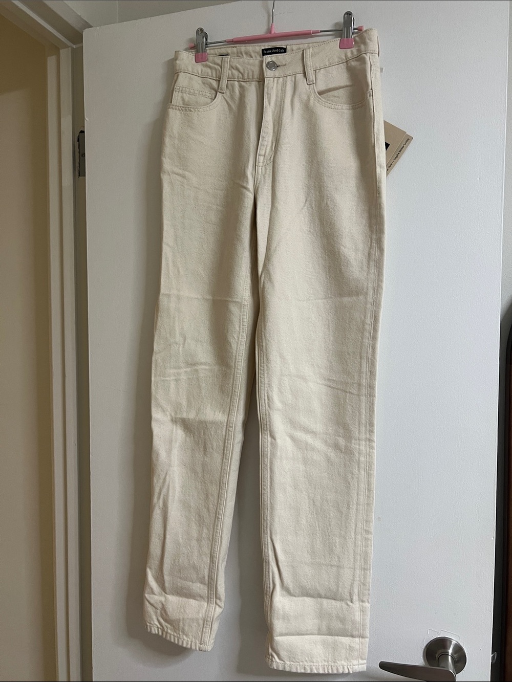 Frank & Oak Cream Straight-Leg Cream Jeans